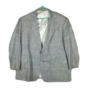 Vintage Barrymore Blazer Mens 60EXL Beige Matka Silk Sport Coat Made USA 80s